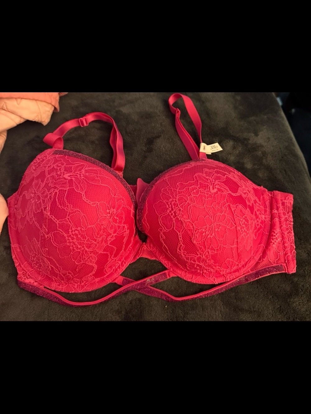 Victoria’s Secret Lace Push-Up Bra - Hot Pink 38D